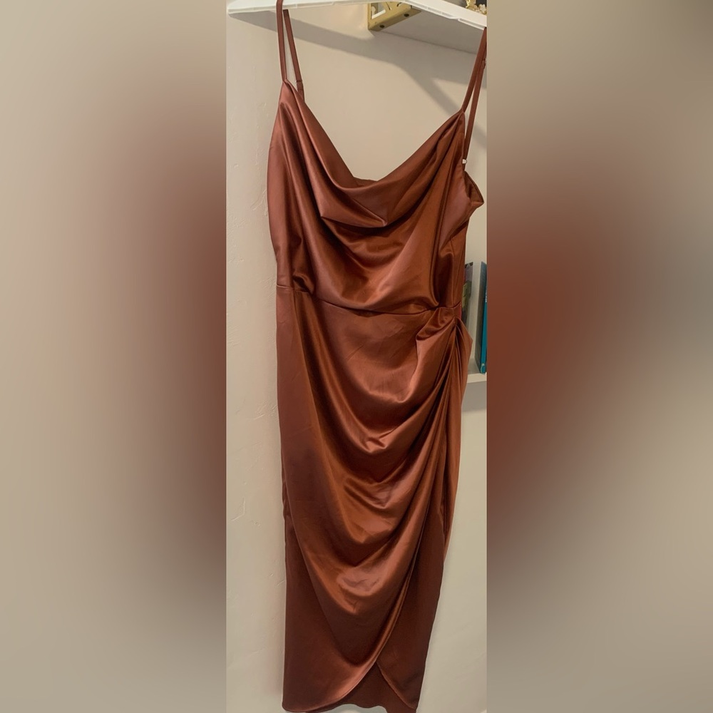 Elegant Rust Brown Midi Dress